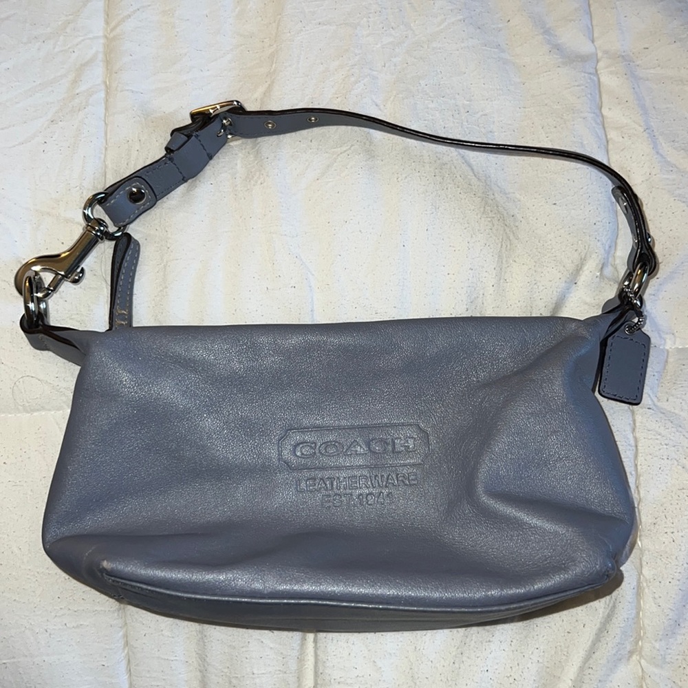 Vintage Leather Coach Mini Baguette Bag (grey/purple)